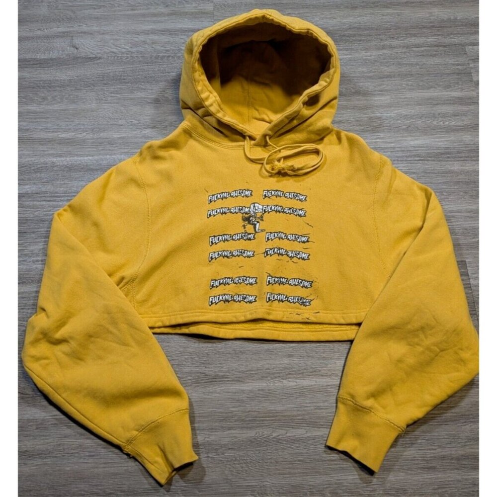 Fuckingawesome FA Women's Large Crop Hoodie Yellow Graphic Skateboarding Y2K